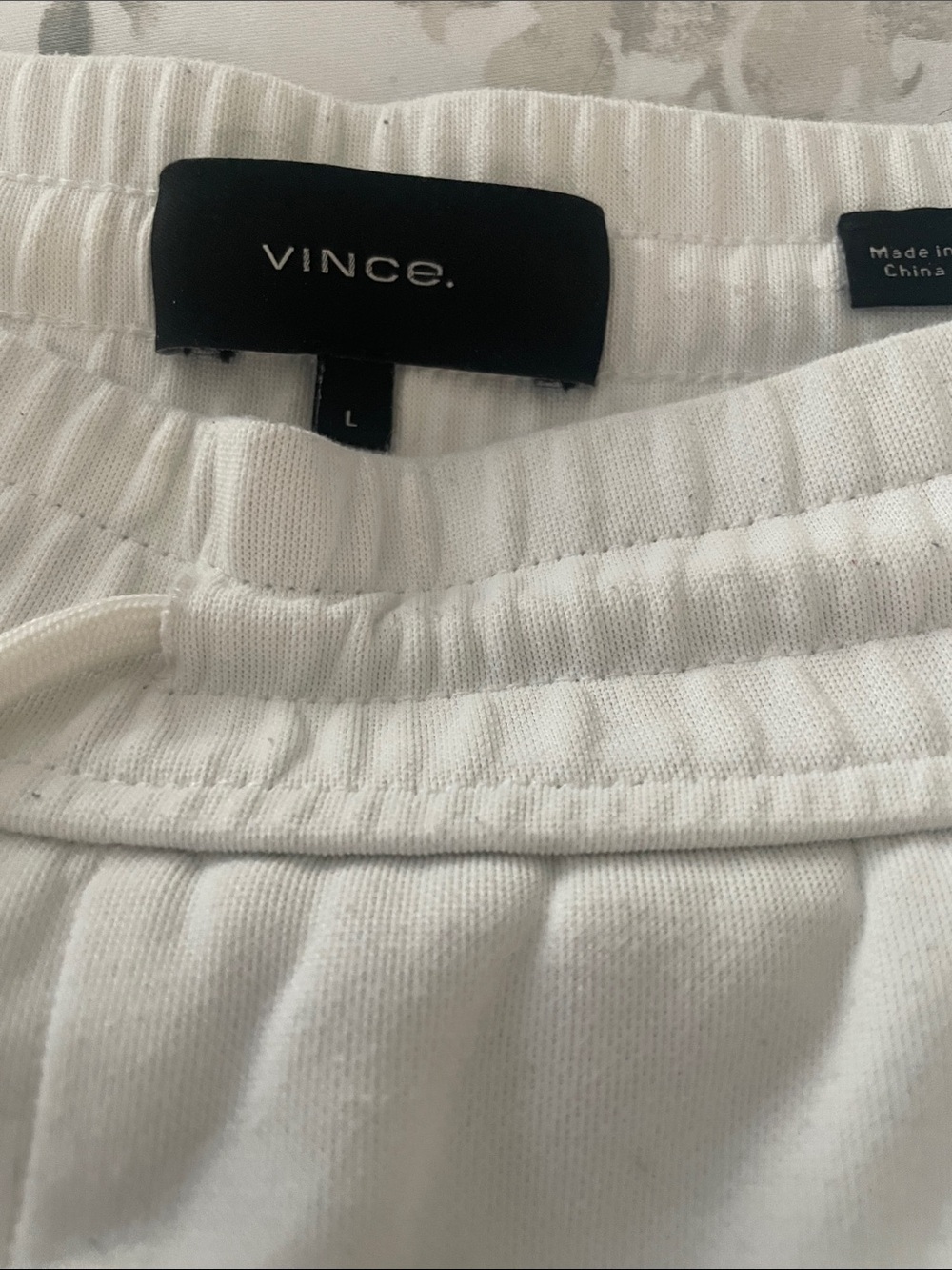Vince Cream Elastic Ribbed Waistband Joggers